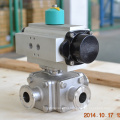 high quality POV 3 way all PTFE stranded pneumatic operated ball valve